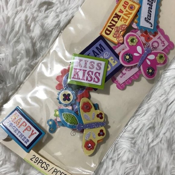 NWOT K & Company Adhesive Chipboard & Iron-On Butterflies Rhinestone & Studs Set - Picture 4 of 9